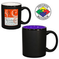 11 Oz. 2 Tone Satin Hilo C Handle Mug- Screen Print (Black/Purple)